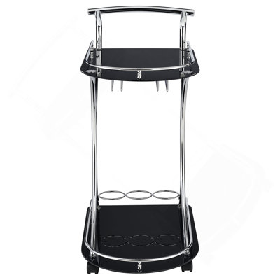 2-Tier Glass Shelf Metal Bar Cart