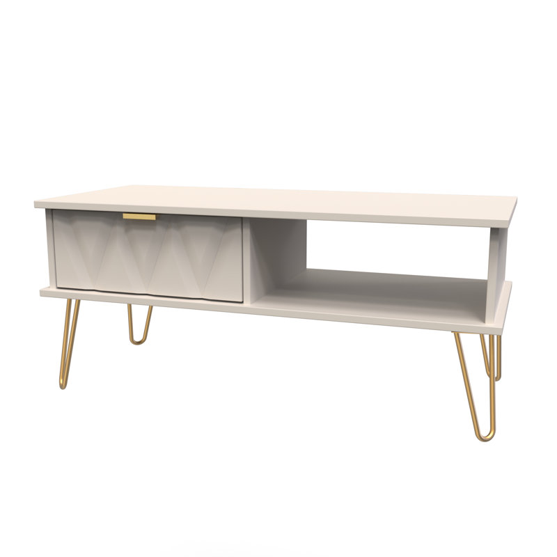 Diamond 1 Drawer Coffee Table, Beige