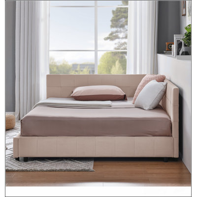 Structure de lit tapissier pour grand lit avec dossier et accoudoirs confortables, idéal pour la chambre à coucher et le salon, gris velours