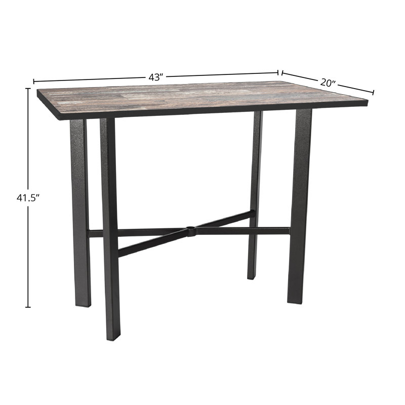 Tables Outdoor Rectangle Bar Table, Carbon Black, Canyon Taupe