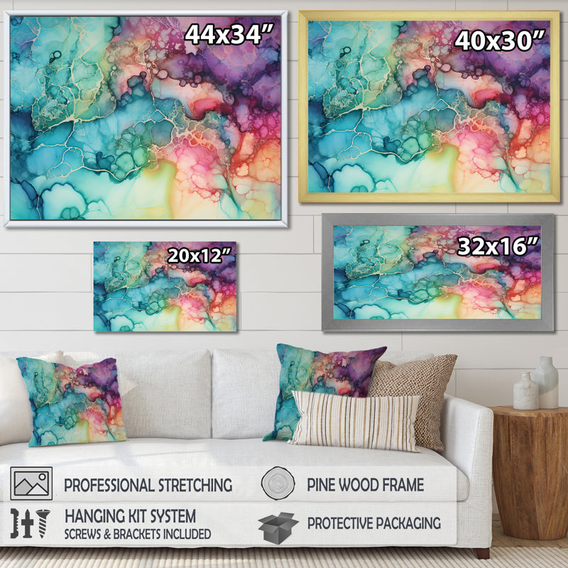 Cilgia - Aurora Borealis, impression d'art mural_106521, H 12 po x l 20 po x P 1 po, Toile avec cadre flottant noir