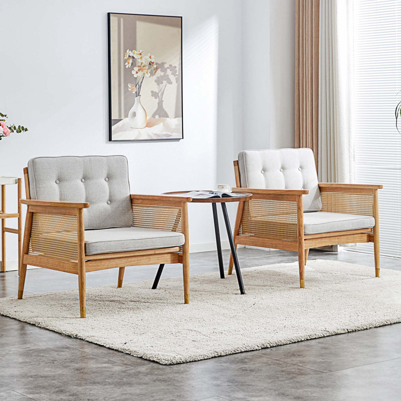 Chaise avec accoudoirs rembourrée Joharis, Velours de bois naturel