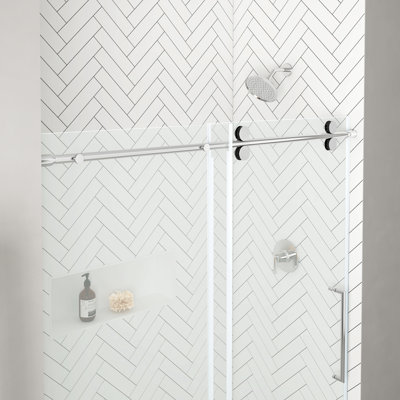 Ensemble de douche coulissante avec porte et base Reva 48 po x 36 po - Chrome