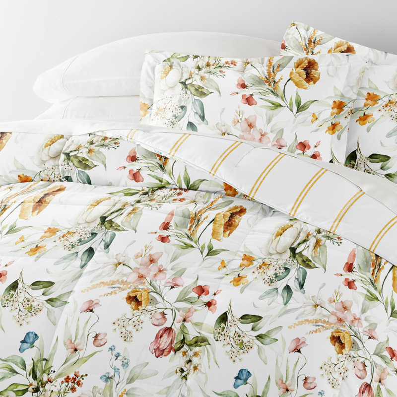 7-Piece Bedding Bundle - Pattern Comforter and Sheet Set, Queen Comforter + 1 Additional Piece, Brown Floral
