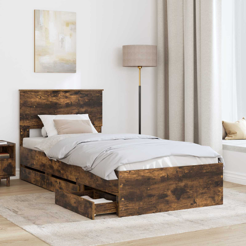Bed, Smoked Oak, European Single (90 x 200 cm)