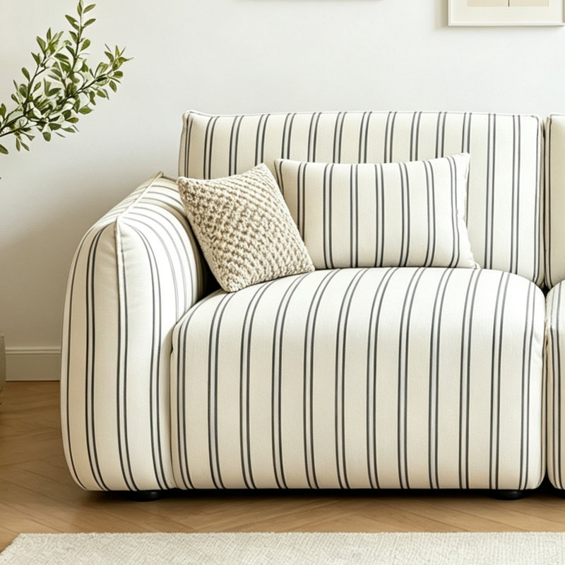 Canapé double French Minimalist Design, Rayures blanches/noires
