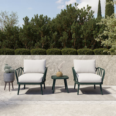 3-Piece Outdoor Patio Bistro Set With Cushions