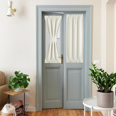 NICETOWN Sidelight Window Curtains - Privacy Thermal Insulated Curtain With Tieback For Glass/Front/Sliding/Patio Door, 25 X 50 Inch, Natural, 1 Panel