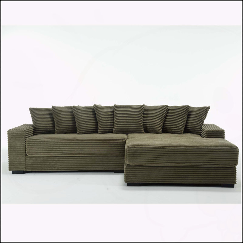 Très grand canapé en L deux pièces en forme de L avec méridienne gauche, accoudoirs et huit coussins décoratifs, facile à assembler pour une vie confortable