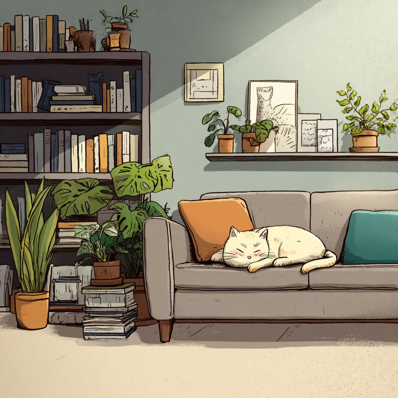 «Cozy Sofa Cat I», art mural sur toile tendue, 1, H 20 po x l 20 po