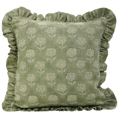 Housse de coussin Fabividine Boho Frill, coussin à double face à volants, lin doux, décoration intérieure, taille 20 po x 20 po