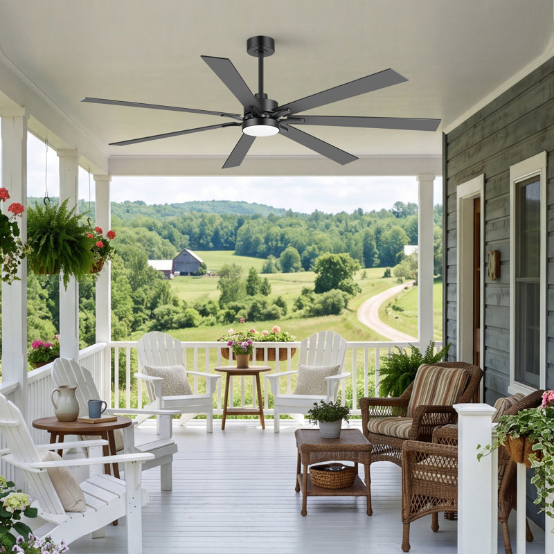72" Large Ceiling Fan With Light,Remote Control And Quiet DC Motor, 72", Black