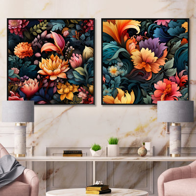 Citronelle - Ensemble de 2 collages carrés floraux