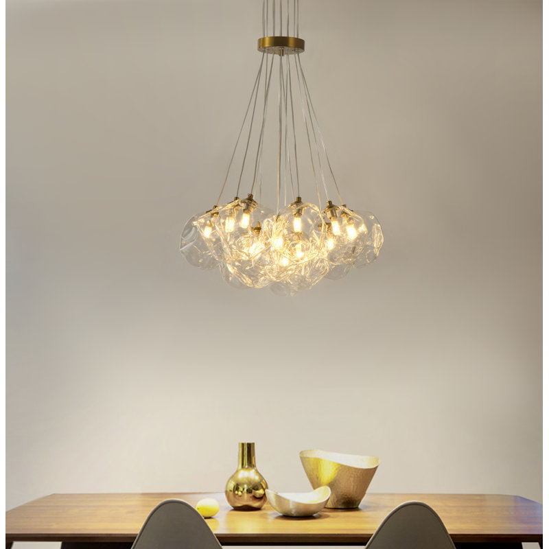 13-Copper colored dimmable glass iron pendant light
