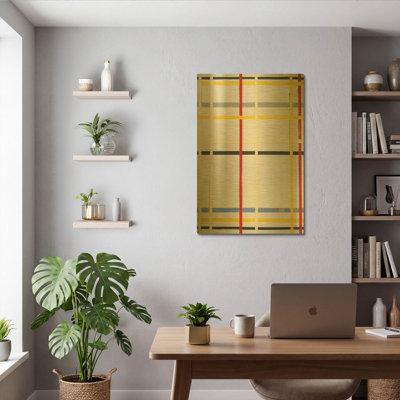 « New York City 2, 1941 » de Piet Mondrian, tableau mural en métal doré, 61 x 91 cm