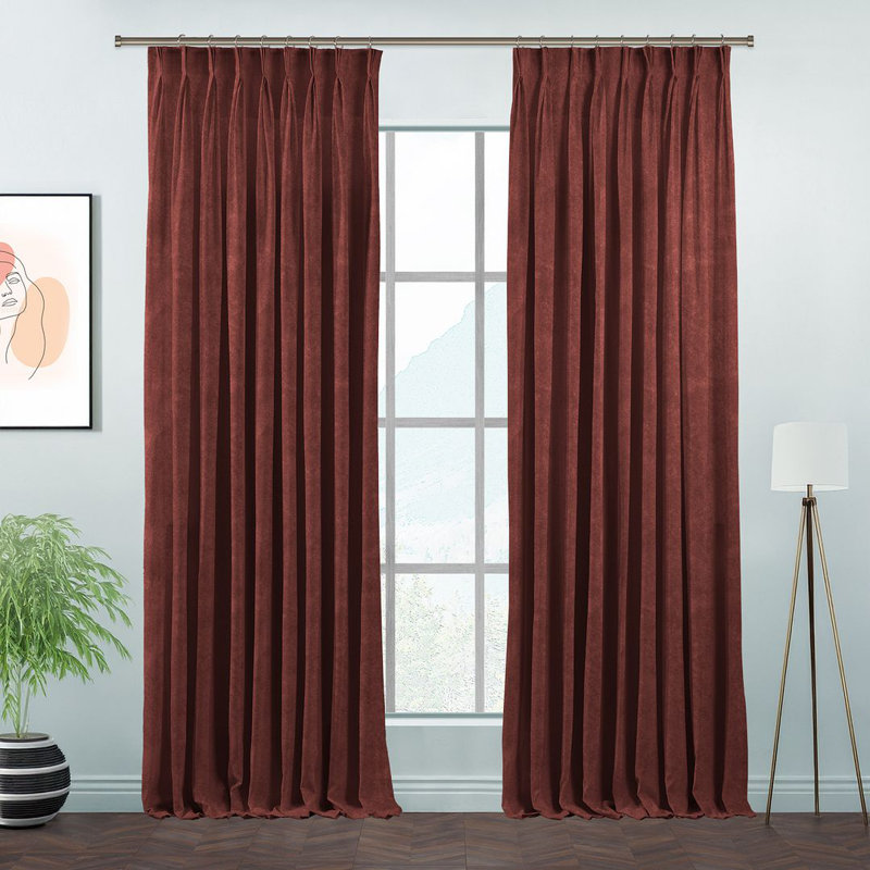 Room Darkening Single Curtain Panel, Reddish Brown, 65 W x 265 D cm
