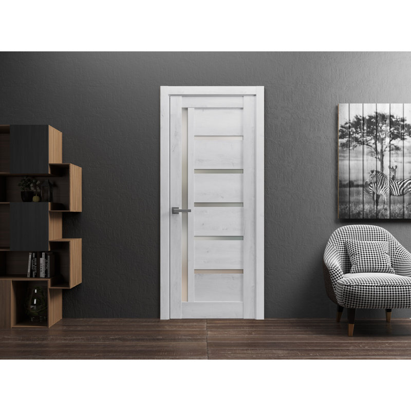 Porte standard lambrissée Quadro, 30 po x 84 po, Blanc nordique