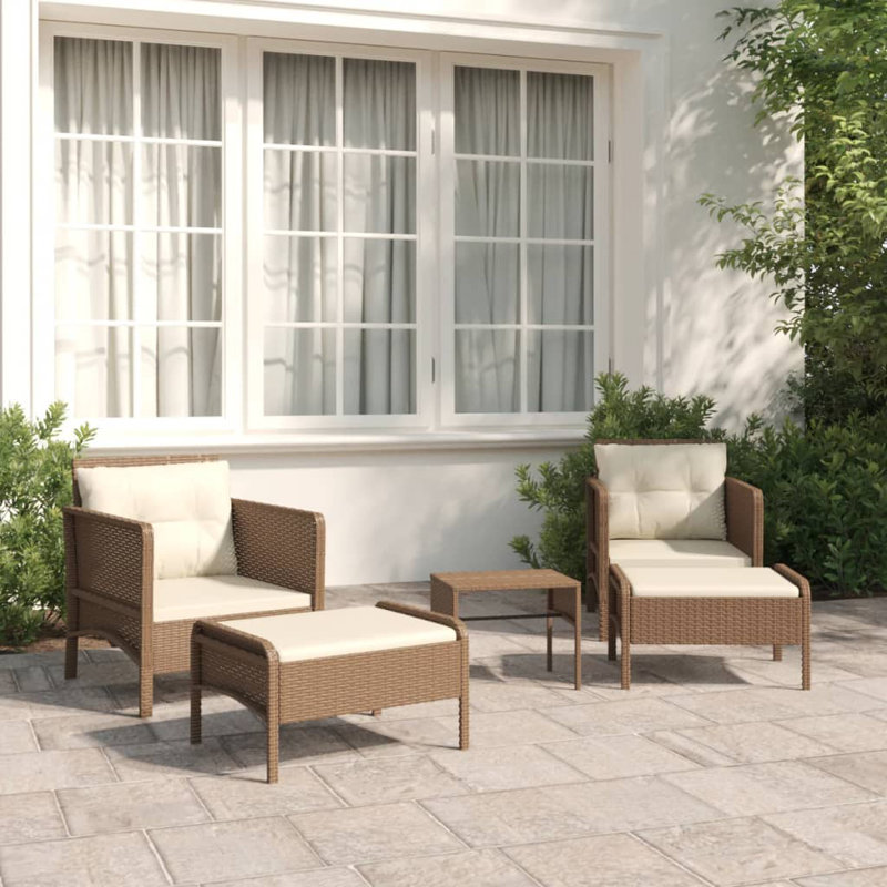 Meshell 4 - Person Patio Conversation Set with Cushions, White, Black