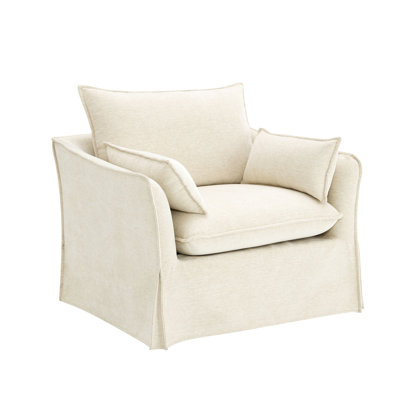 Chaise en lin Shane beige avec 2 coussins