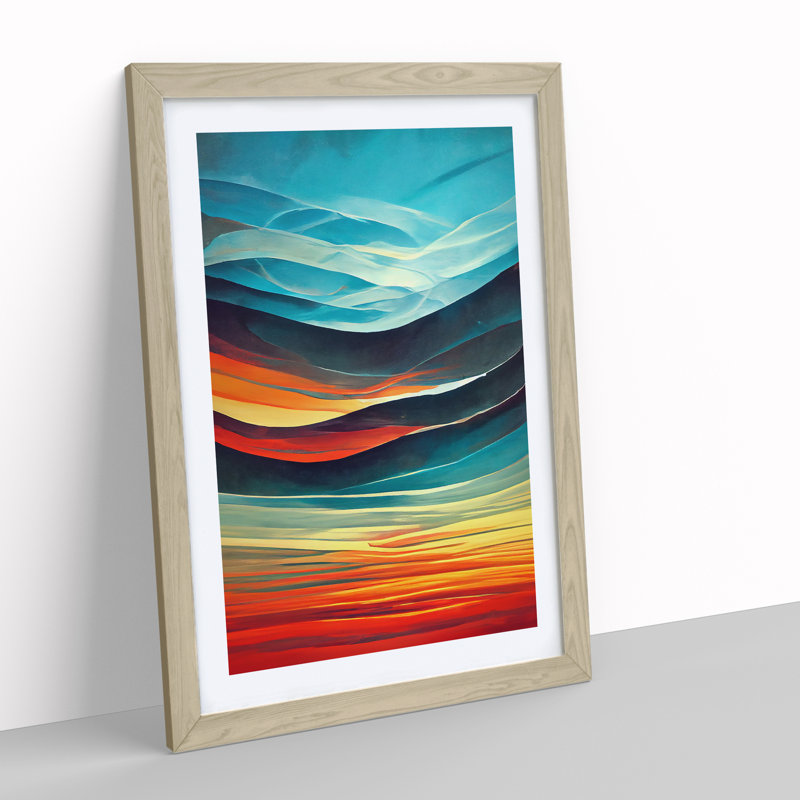 Sunset No.2 - Single Picture Frame Print, Oak , 34cm H x 25cm W x 2cm D