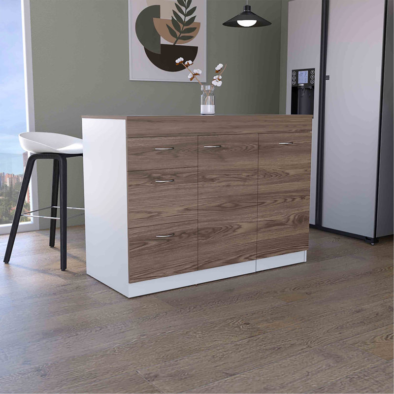 Armoire de cuisine, trois tiroirs, deux tablettes intérieures, une armoire flexible