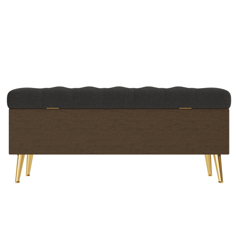 Banc de rangement avec repose-pieds rembourré Milos, Gris
