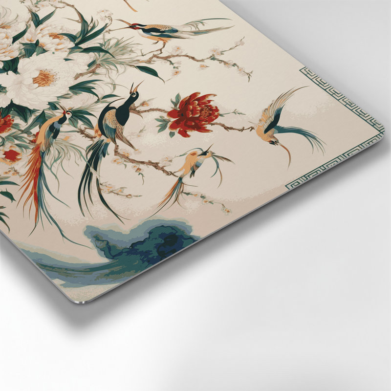 «Botanical Chinoiserie», art mural en métal beige, H 96 po x l 120 po x P 0,05 po