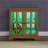Cabinets with LED Lights &amp; Adjustable Shelves | Walnut Brown Retro Display Cabinet | Traditional | MDF+glass
