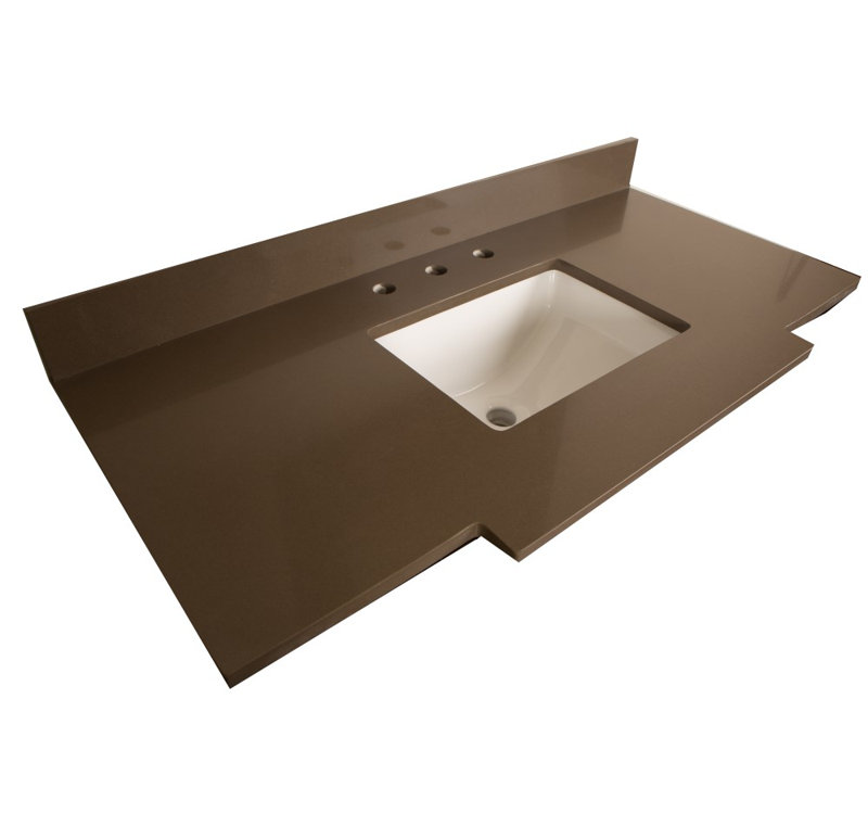 Comptoir de salle de bain simple 45 po à comptoir meuble-lavabo, Quartz gris