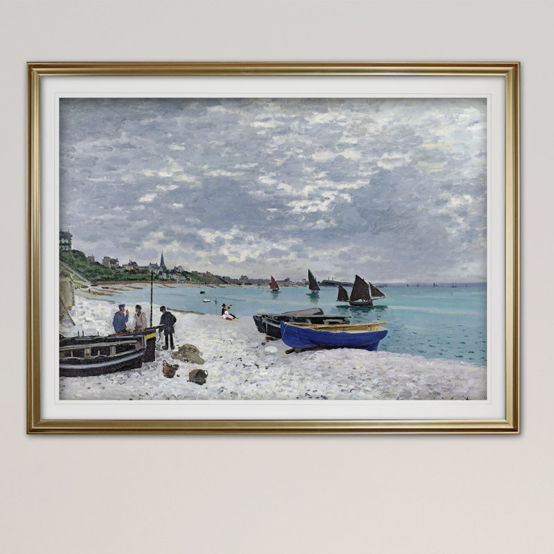« the beach » par claude monet, impression, Or, H 28 po x l 38 po x P 1,5 po