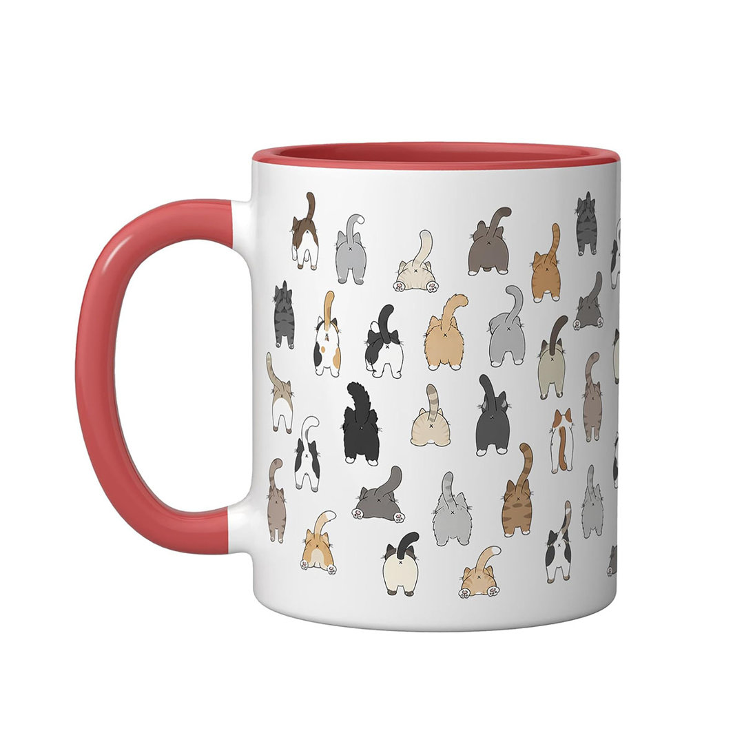 Funny Cat Butt Pattern Ceramic Mug, Orange/White