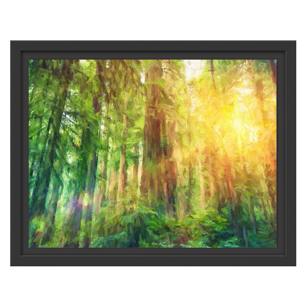 Gerahmtes Wandbild Wald bei Sonnenlicht Kunst