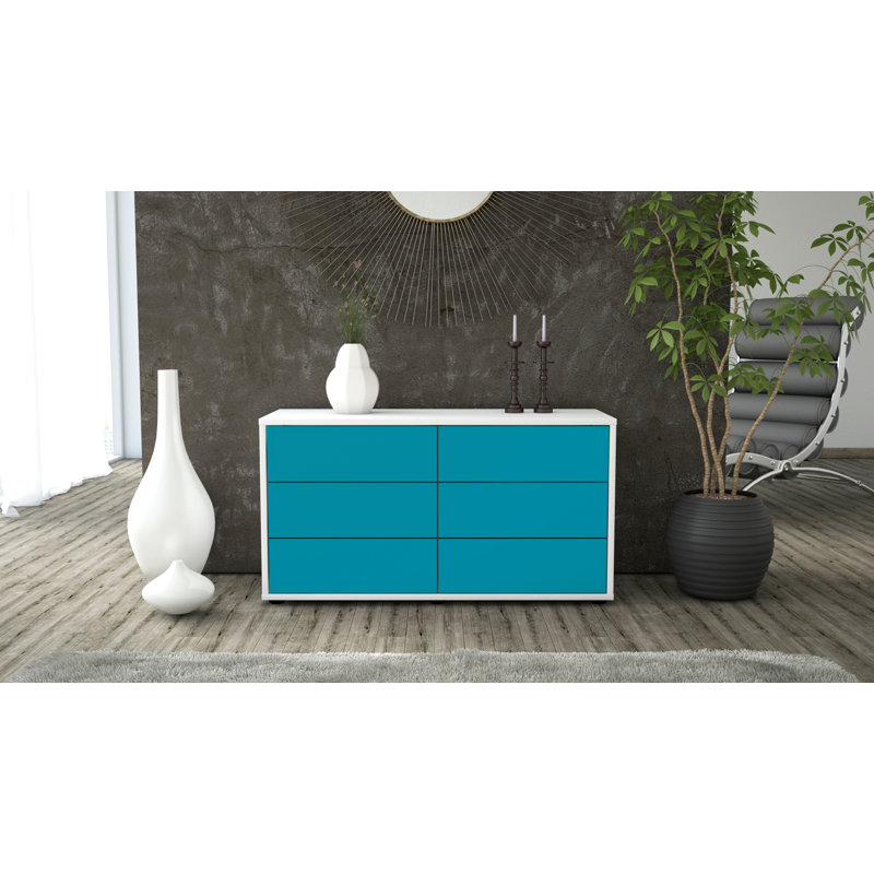 Cossette TV Stand, Turquoise / Matte White