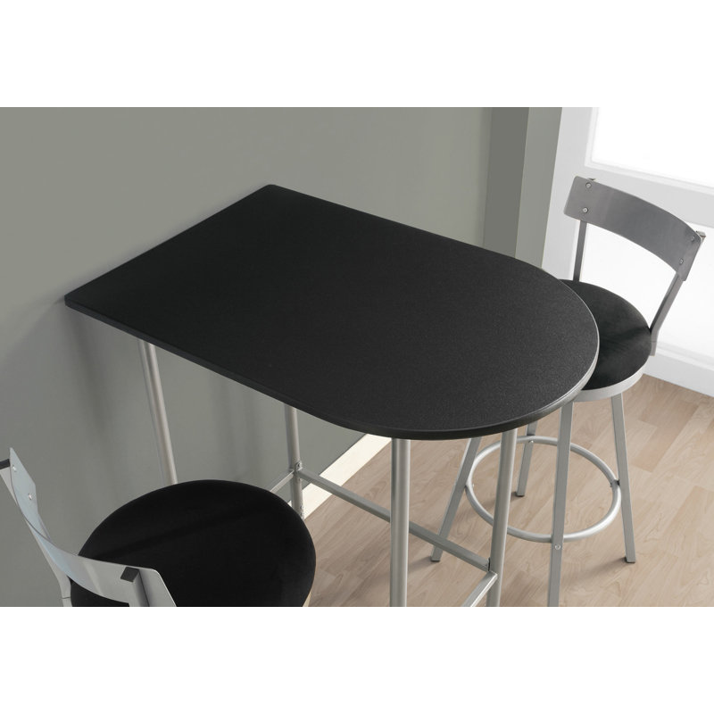 Table de bar personnel rectangulaire en métal de 36 po de hauteur d'aspect marbre brun Carland Home, Noir / argent