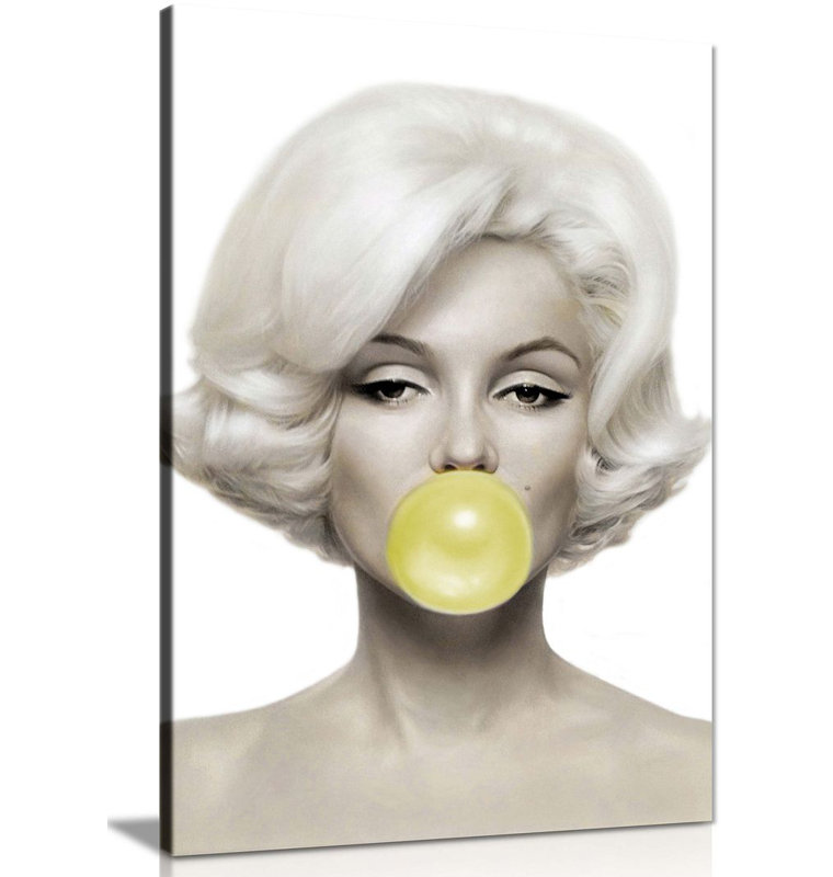 Marilyn Monroe Print - Wrapped Canvas Print, 61cm H x 41cm W, Yellow