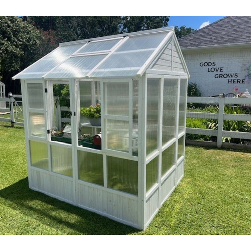 Zylina White Wood Greenhouse with Acrylic Panels, 84in x 72in x 72in