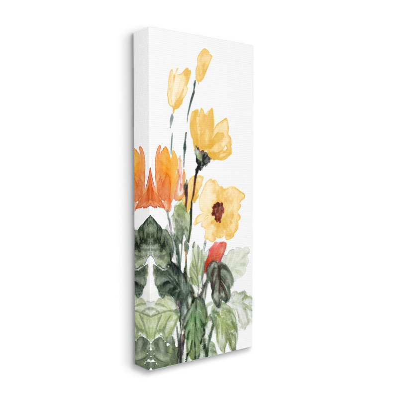 «Winston Porter», art abstrait sur toile, coquelicots jaunes par Lanie Loreth, H 24 po x l 10 po x P 1,5 po