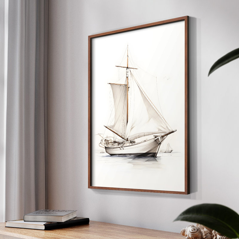 Vintage Nautical XXXIII - reproduction de cadre de coin fermé, Noyer, H 10 po x l 8 po