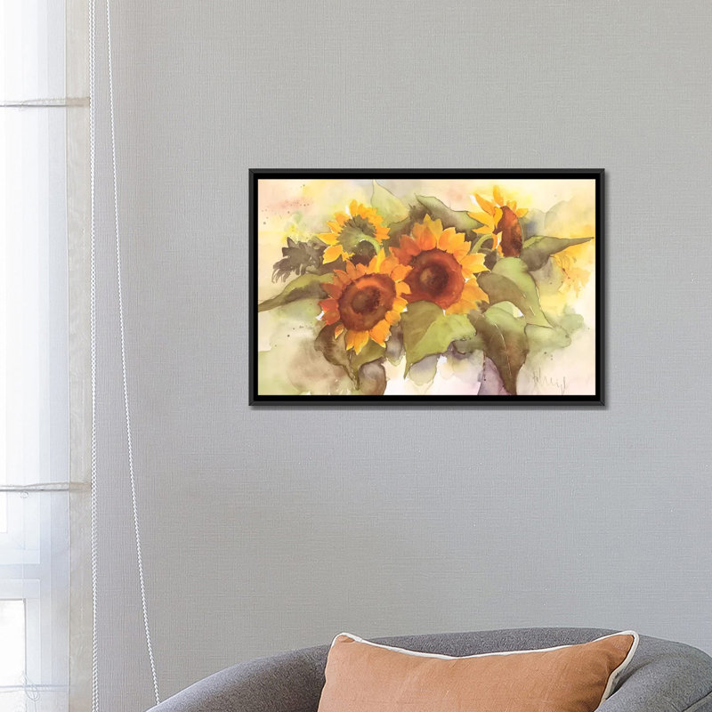 « fleur composition iv », impression sur toile, H 18 po x l 26 po x P 1,5 po, Toile avec cadre flottant noir, Pas de tapis