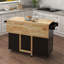 Îlot de cuisine avec support à épices, porte-serviettes et plateau de table en bois massif extensible-751775354