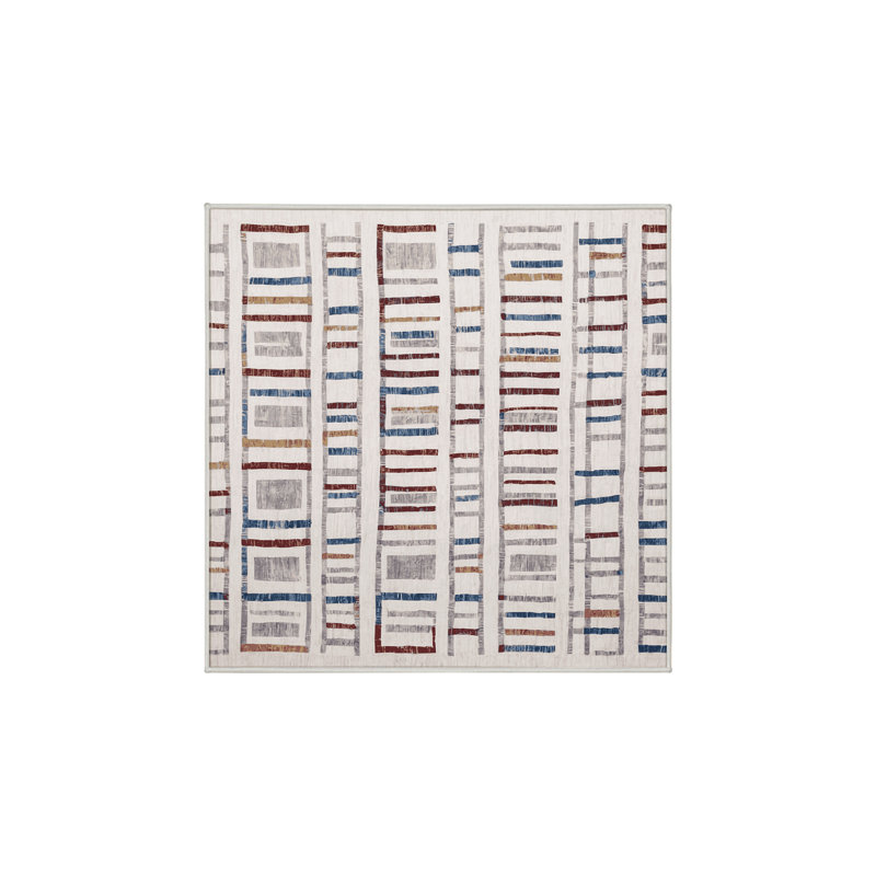 Tapis beige soyeux et moelleux, Carré 8 pi