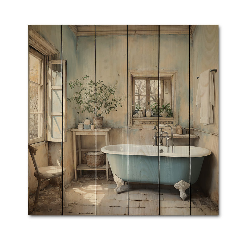 " Bath Laundry Whitewashed Walls ", 35" H x 35" W x 0.78" D