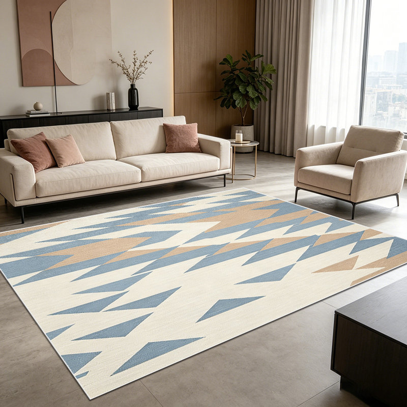 1PC Neutral Aztec Chevron Geometric area rugs for Living Room, Soft and Comfortable, Suitable for all seasons, easy-to-maintain, machine washable Indoor floor mat, Under Table Farmhouse suitable for entryway, bedroom, dining room, home office, patio,