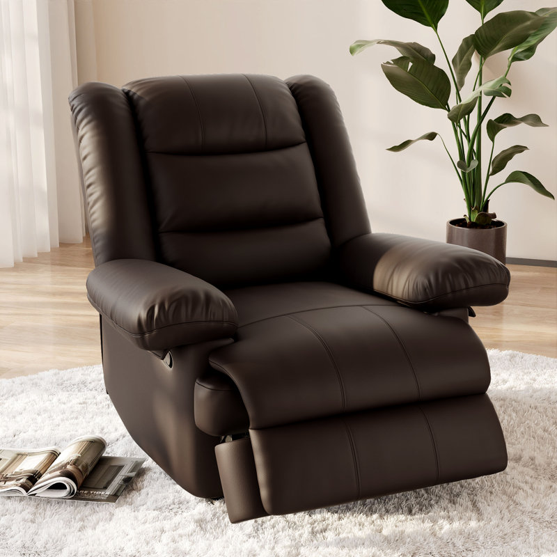 86cm Wide Standard Recliner Sofa Classic Oversize Manual Recliner Sofa, Brown