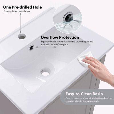 Petit meuble-lavabo moderne de 20 pouces avec lavabo en céramique et rangement spacieux pour espaces compacts