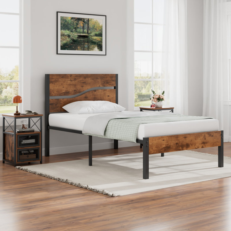 Jesstin Steel Piece Bedroom Set, Brown, Twin