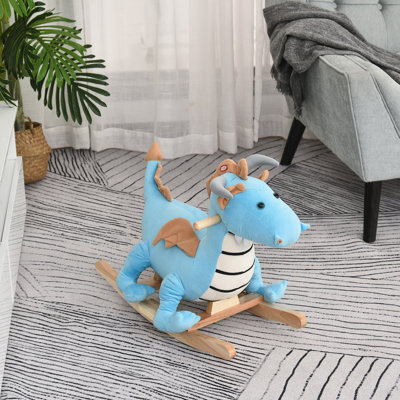 Chaise berçante pour enfant à bascule en peluche avec des sons réalistes pour enfants de 18 à 36 mois, bleu