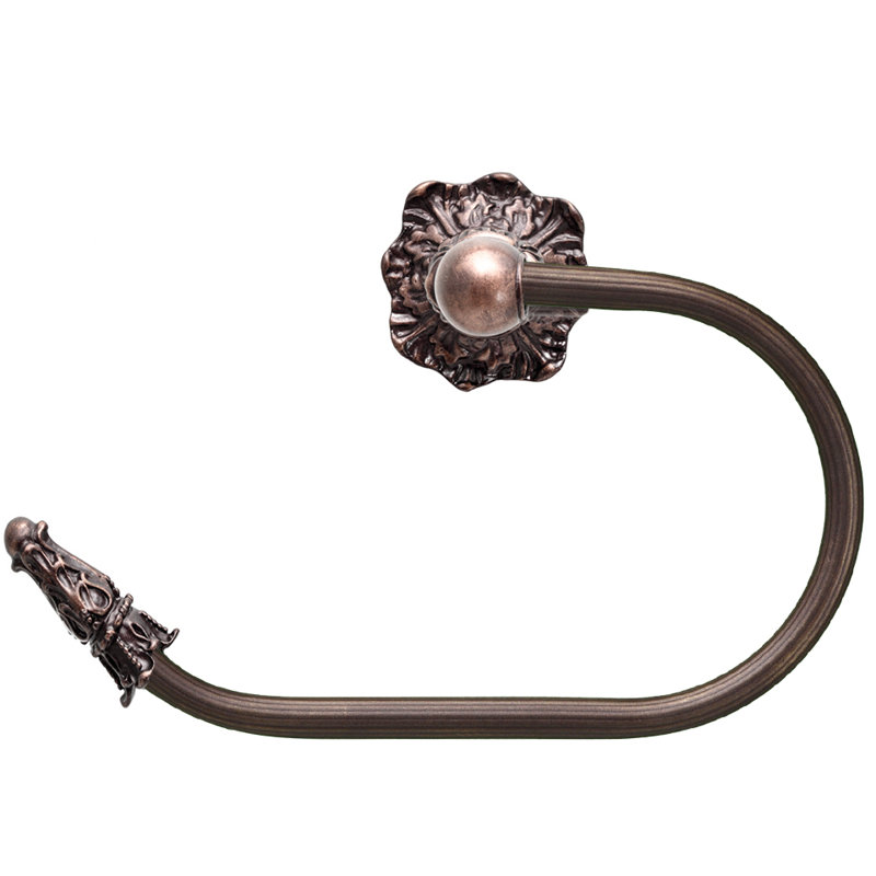 Acanthus swing tissue reeded ring left Renaissance style in Satin, Oil Rubbed Bronze