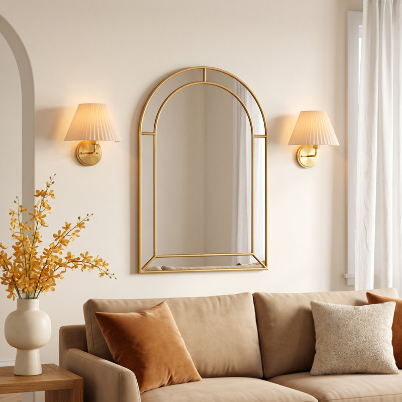 Iris Engineered Wood Mirror, 30" H x 20" W, Gold
