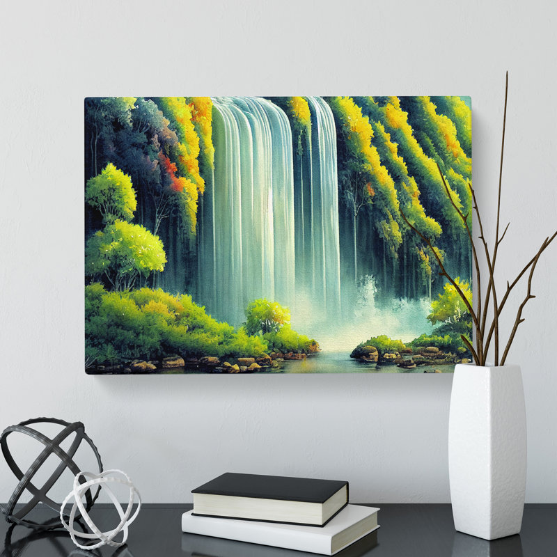 Lush Waterfall Vol.1 - Wrapped Canvas Painting, 35cm H x 50cm W x 3cm D